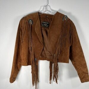 Vintage Lawless by Leather Suede Brown Fringe Western Jacket Size M Southwest